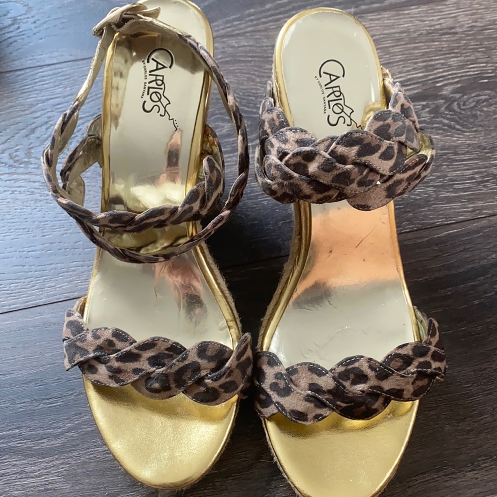 Leopard strappy wedge